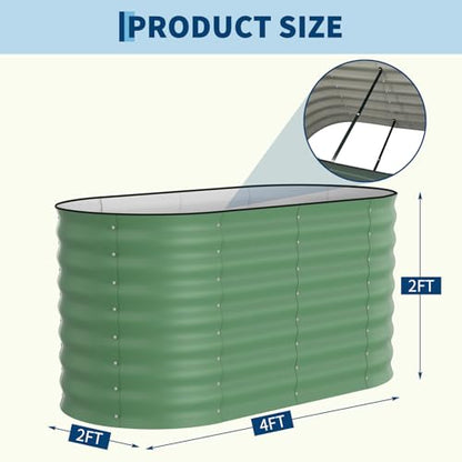 Garvee 2 Pack 4x2x2ft Galvanized Raised Garden Bed, Oval Metal Planter Box - color: Green-oval, size: 4x2x2ft 2pcs