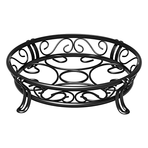 Yimobra Metal Plant Stand for Outdoor Indoor, Heavy Duty Flower Pots Holder Rustproof Wrought Iron Planter Stands Garden Round Supports Rack for Planter 11.8 Inches, Bronze Black