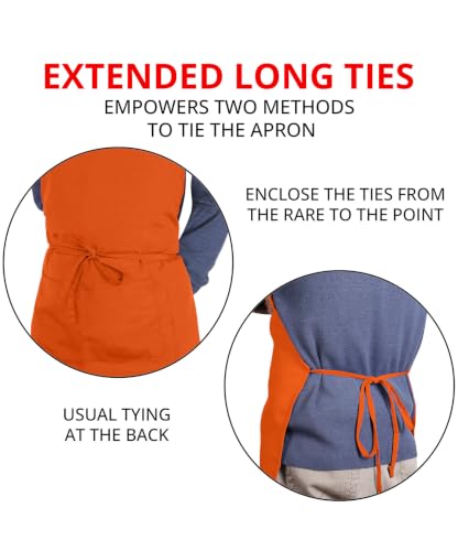 Utopia Kitchen Bib Aprons 2 Pack Adjustable With 2 Pockets - color: Orange