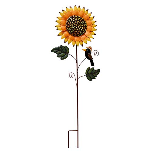 Flower Garden Stakes Metal Spring Yard Sign Decorative Sunflower Plant Stake Lawn Art Patio Decor Pathway Ornaments Indoor Outdoor Decoration (33.5" H) - color: 33.5"h