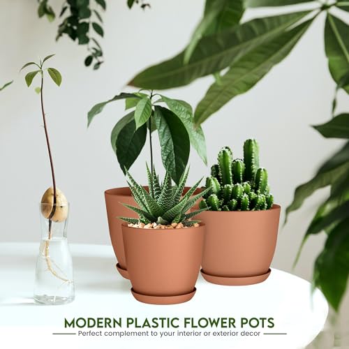 Plant Pots Indoor with Drainage, 5 Pack Multi-Size Planters Set, Terracotta - color: Terracotta, size: Pack of 5