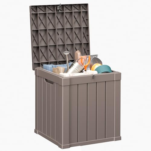 55 Gallon Waterproof Outdoor Storage Box,Deck Boxs for Outdoor and Indoor Use,Deck Storage Box for Picnic Supplies,Gardening Tools,Lockable and Easy to Install(Grey) - color: Grey, size: 55 Gallon