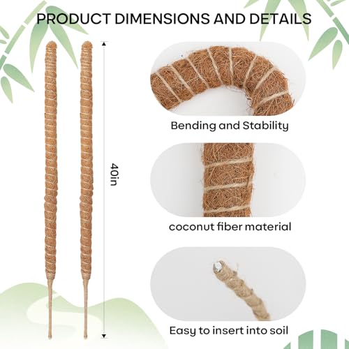 Moss Pole, Bendable Coco Coir Plant Support for Climbing Plants