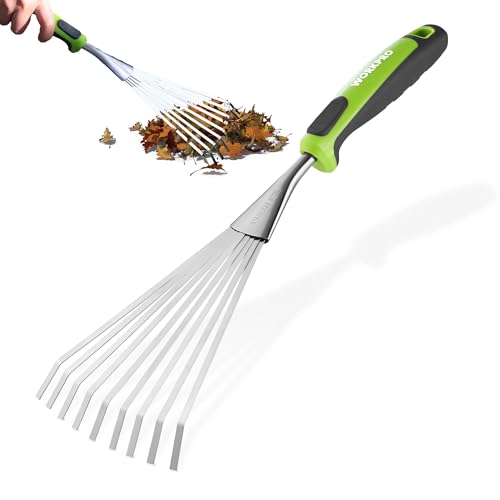 WORKPRO 16" Hand Rake, Garden Rake with Soft Handle