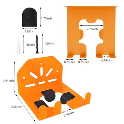 2 Pack Wall Mounted Tool Holder for Garage & Garden - Orange Metal Durable