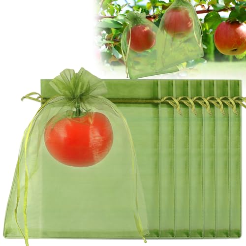 Shintop 100Pcs Fruit Protection Bags, 6x9inch Green Fruit Tree Net Cover - size: 6x9 inch