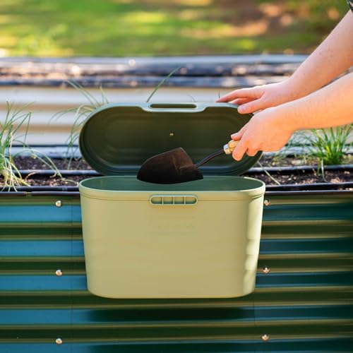 Vego Garden Heavy-Duty Hanging Garden Toolbox, Weather-Resistant Durable Polymer, Holds Up to 44 lbs, Features a Rounded Lid Basil Green - color: Basil Green