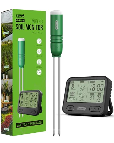 Dr.Meter Temperature/Light/Time/Soil 4-in-1 Soil Moisture Meter