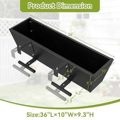 Railing Planter Box 36 Inch, Heavy Duty Metal Window Boxes - size: 1 Pack