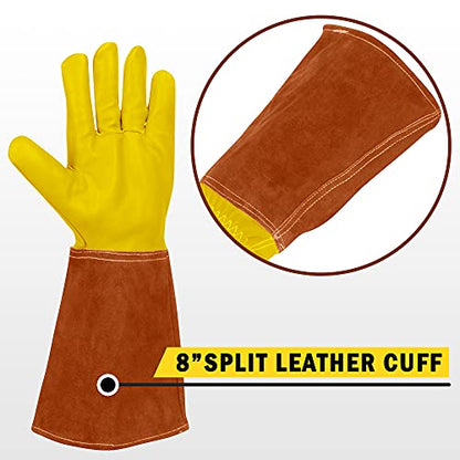 Garden Gloves Thorn Proof Rose Pruning XS Small Medium Large XL XXL 3XL - color: Brown/Yellow, size: Large