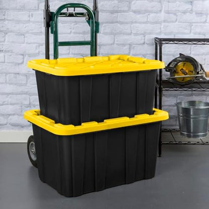 Sterilite Industrial Storage Tote with Lids for Garage, 27 Gallon, 8-Pack - size: 27 Gallon - Black/Yellow