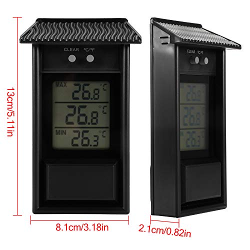 Min Max Thermometer, LCD Digital Wall Mount Greenhouse Temperature - color: Black