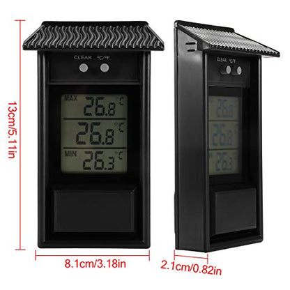 Min Max Thermometer, LCD Digital Wall Mount Greenhouse Temperature - color: Black