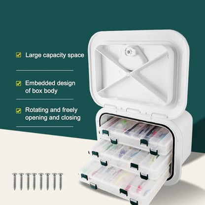 Marine Boat Storage Box ABS 37.5X27X17.5cm Boat Embedded Storage for Bait Fishing Gear Tools White