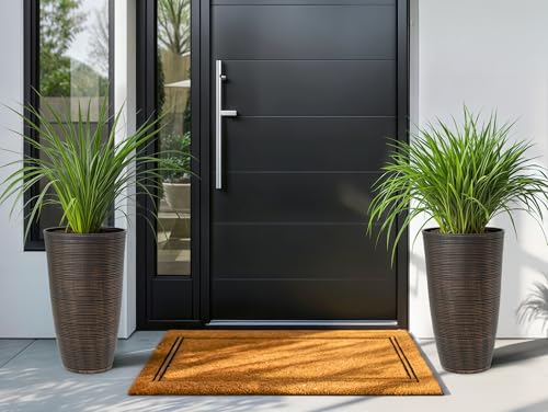 2-Pack 23.5" Bronze Plastic Tapered Planters with Vertical Stripes - color: 23.5" Pp-brushed Bronze