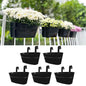 LaLaGreen Rail Planter (9.8 in, 5 Pack) Black Metal Balcony Porch Pots - size: 9.8" (25 cm) x 5 Pack