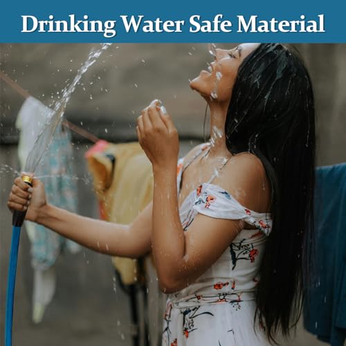Garden Hose 75 ft, Made of TPE (BetterThan PVC/Hybrid Polymer), Lightweight yet Durable Water Hose with Ergonomic Grip, Drinking Water Safe Material, All-Weather, 3/4" GHT Fittings - size: 75ft + Hose Nozzle