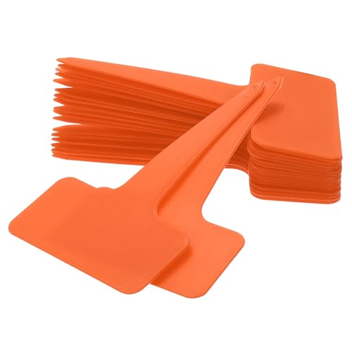 uxcell 100Pcs 4 Inch Plant Labels Large T-Style Garden Marker Plant Tags Garden Labels for Flower Beds,Pots Vegetables Orange - color: Orange
