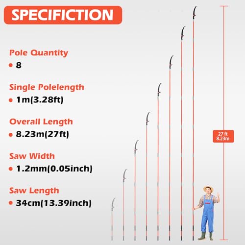 Manual Pole Saw, 27 Ft Tree Pruner