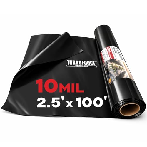 10 Mil Black Plastic Sheeting, 2.5' x 100' - Heavy Duty, Waterproof, UV Resistant Polyethylene Sheeting Roll for Greenhouse, Vapor Barrier, Construction, Garden & Ground Cover, Black - color: Black, size: 10 Mil 2.5' x 100'