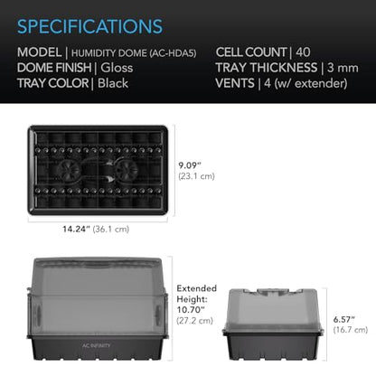 AC Infinity Humidity Dome, Heavy-Duty Germination Kit - size: Dome Kit