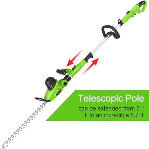 GARCARE 2 in 1 Electric Pole Hedge Trimmer Corded 18 inch Blade 4.8Amp 600W - size: 2 in 1 - 18 inch