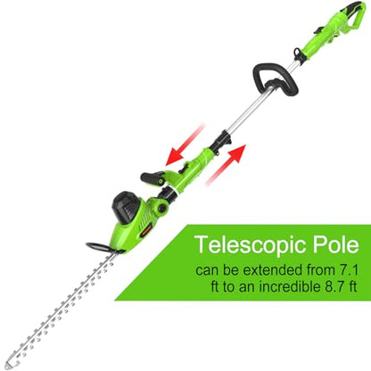 GARCARE 2 in 1 Electric Pole Hedge Trimmer Corded 18 inch Blade 4.8Amp 600W - size: 2 in 1 - 18 inch
