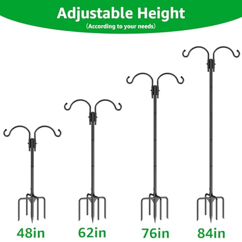 GOFORWILD 2 Pack Adjustable 84inch Double Shepherds Hook for Outdoor - size: 84 Inch