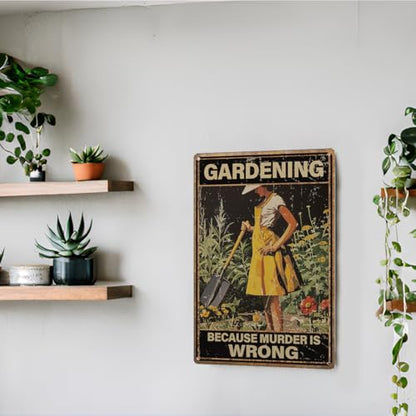 8x12″ Gardening Sign | Funny Garden Decor, Murder Is Wrong, 2337 - style: Murder Is Wrong