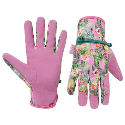 HANDLANDY Gardening Gloves for Women, Leather Garden Glove, Gardener Gift - color: Pink, size: Small (Pack of 1)