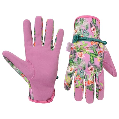 HANDLANDY Gardening Gloves for Women, Leather Garden Glove, Gardener Gift - color: Pink, size: Medium (Pack of 1)