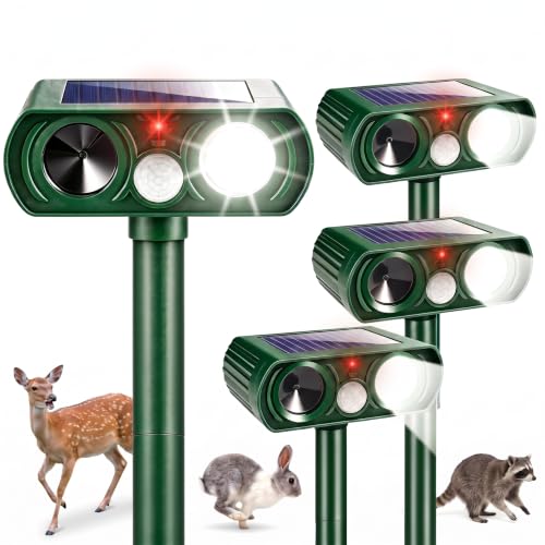 4 Pack Solar Ultrasonic Animal Repellent Outdoor for Yard
