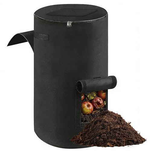 Compost Bin Outdoor with Handles Observation Windows, 34 Gallon