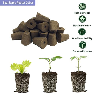 Seedling Starter Kit,40-Cell Seed Starter Tray with Huminity Domes 20,5'', Grow Light for Seed Starting, Natural White Spectrum LED Grow Lamp Stand with Outlet Timer,Rapid Rooter Soil