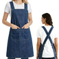 Denim Cross Back Aprons for Women with Front Pockets - color: Stripe