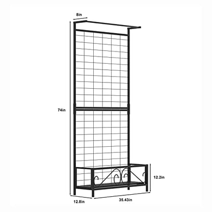 Zhongma Metal Planter with Trellis Raised Bed with Trellis for Vine Climbing Plants Flowers(12.8 x 35.43 x 74 in), 74 Inch Height Privacy Screen with Hanging Plant Pot Shelf - size: 12.8 x 35.43 x 74 in