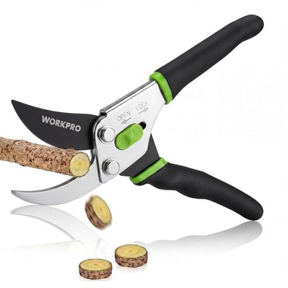 WORKPRO 8.5" Bypass Pruning Shears, 5/8" Cut Capacity Garden Shears