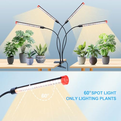 FECiDA 36W Strong Clip Grow Light for Indoor Plant, Seed Starting, Seedling - size: 4-Tubes