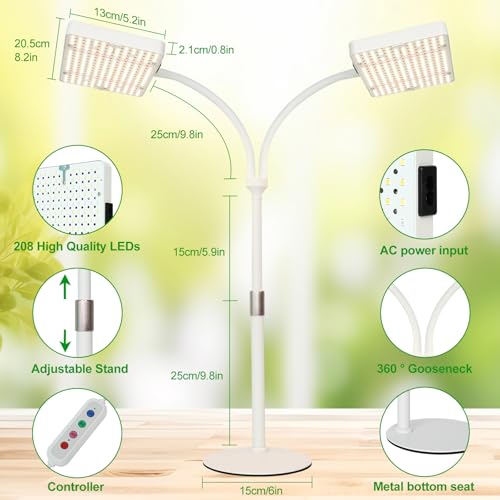 2Head Tabletop Grow Lights for Seed Starting with Timer - size: 2Head-Timer