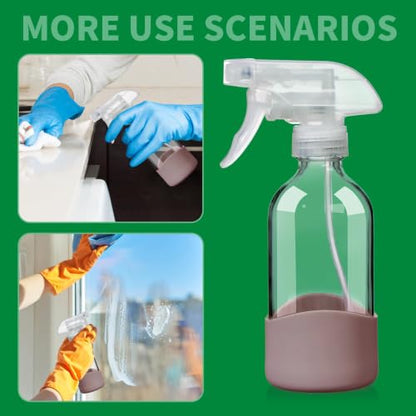 8oz Pink Glass Spray Bottles with Silicone Sleeve–Refillable Spray Bottles - color: Pink