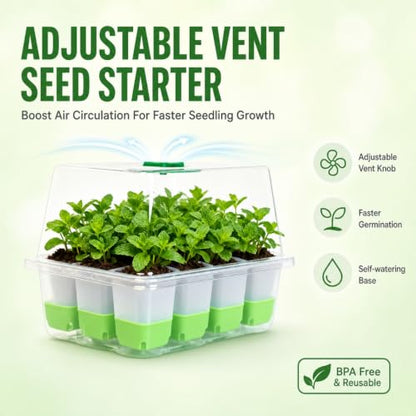 5 Pack 60-Cell Silicone Seed Starter Trays with Humidity Dome - size: 5-Pack,with Humidity Dome