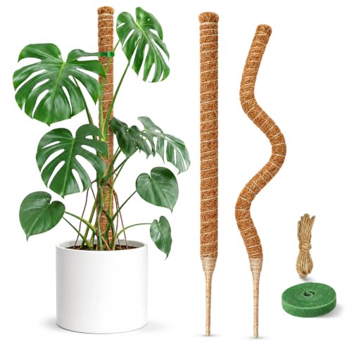 2 Pack Moss Pole, 26.8-Inch Moss Poles for Plants Monstera,Bendable Plant Support Stakes for Climbing Plants Indoor, Garden Trellis Plant Stick for Potted Plants, Pothos Philodendron - size: 2 Pack（26.8-Inch）