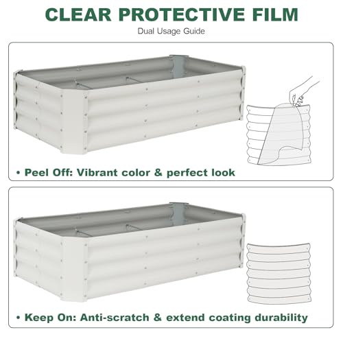 Galvanized Steel Raised Garden Bed, 4x2x1ft, White - color: White, size: 4×2×1 ft (1 Pack)
