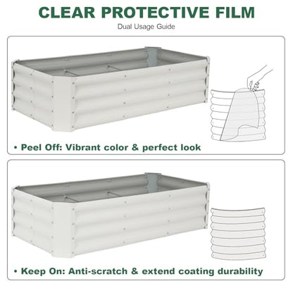 Galvanized Steel Raised Garden Bed, 4x2x1ft, White - color: White, size: 4×2×1 ft (1 Pack)