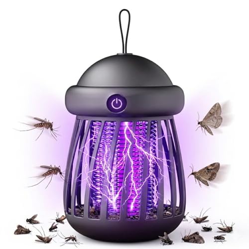Rechargeable Bug Zapper, Cordless Electric Mosquito Killer Lamp with USB Charging,Indoor Outdoor High Efficiency UV Insect Trap for Home, Travel, Camping, Garden, BBQ, Quiet Operation,Grey