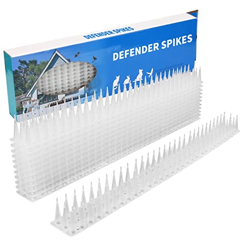Defender Spikes, 12 Pack Plastic Bird Spike, Outdoor Wall Cat & Pigeon Spikes, 17 Feet Security Fence Spikes Anti-Theft Climb Strips for Roof, Railing (Clear-12 PCS)…