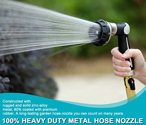 ESOW Garden Hose Nozzle Sprayer, Heavy Duty Metal, 8 Spray Patterns
