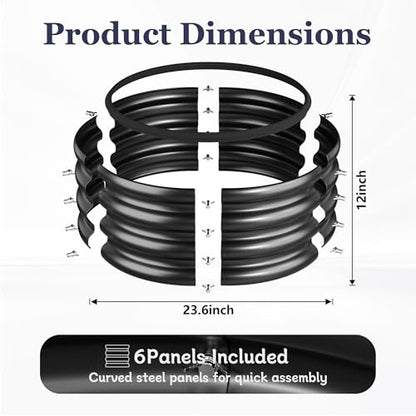 Round Raised Garden Bed, 3 Pack, 2 x 2 x 1 Ft, Black - color: Jett Black