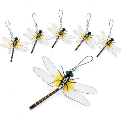 Hanging Dragonfly Ornaments, 6-Piece Garden Decor with Loops & Safety Pins