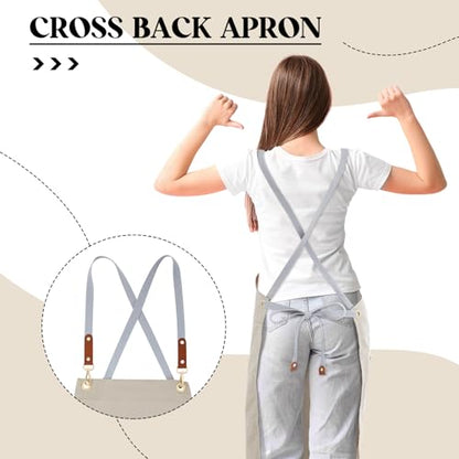 Crossback Pottery Apron Split Leg, Adjustable Straps - color: Beige